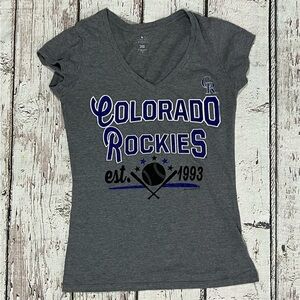 Women's Colorado Rockies MLB Baseball SOFT Vneck Tee Top Shirt